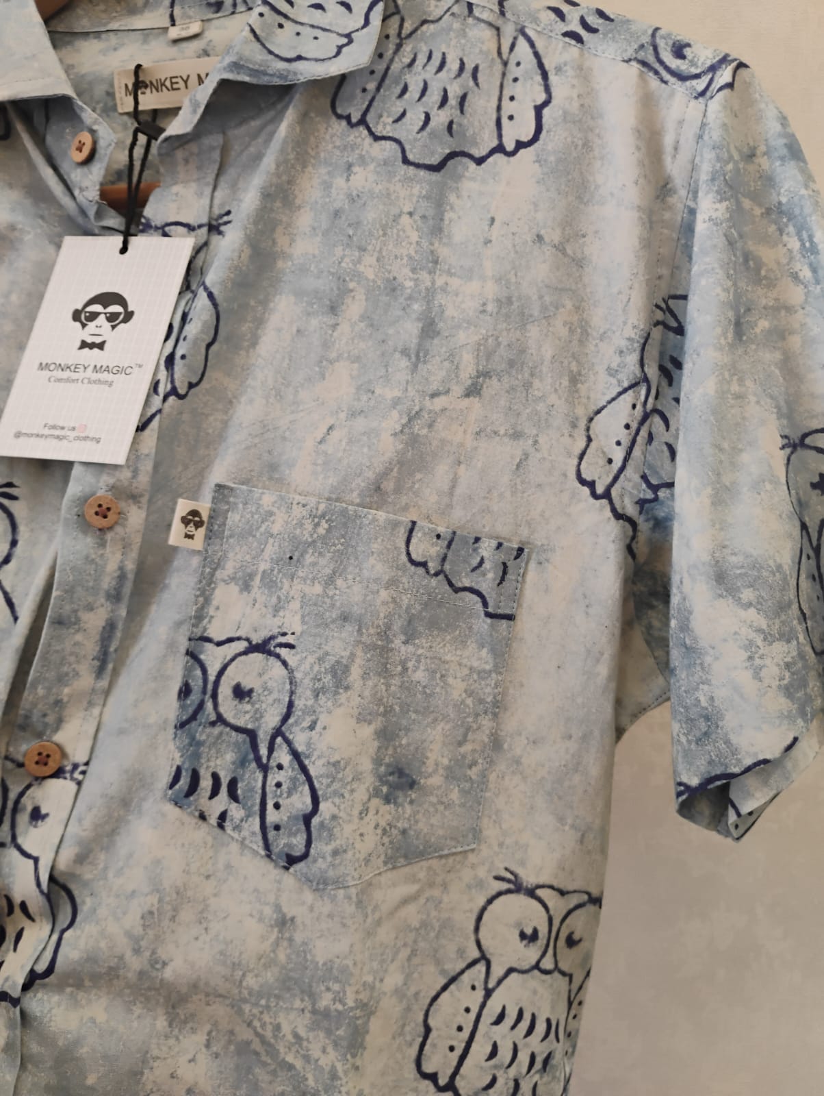 Indigo Owl print print shirt