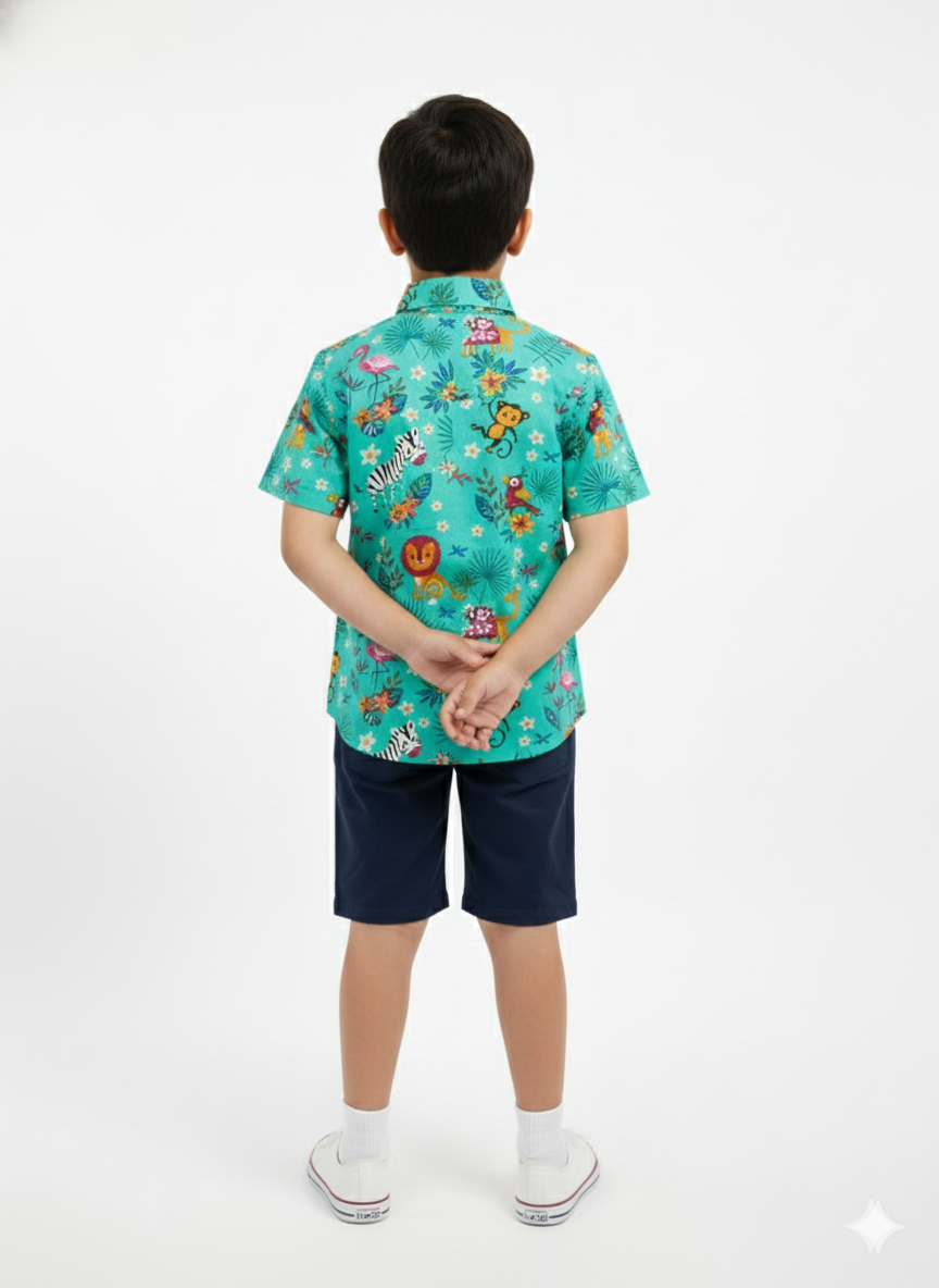 Kids half sleeves with jungle print