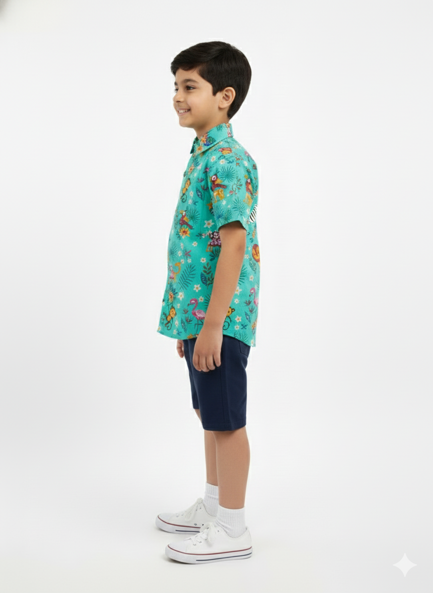 Kids half sleeves with jungle print