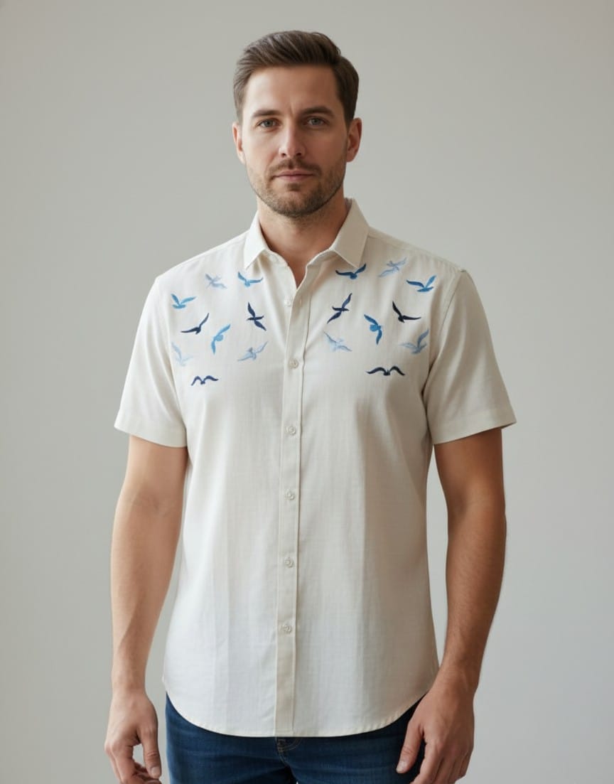 Off white shirt with EMBD