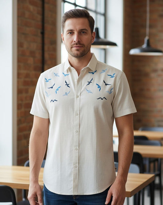 Off white shirt with EMBD