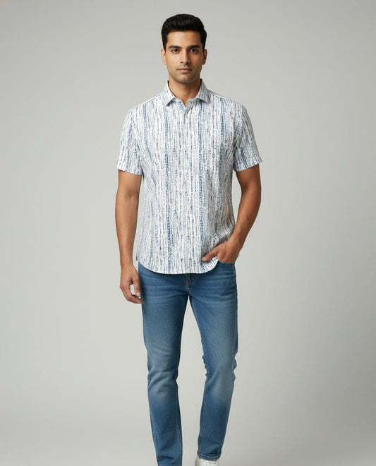 Fabric -Pure cotton  Tie and dye printed shirt