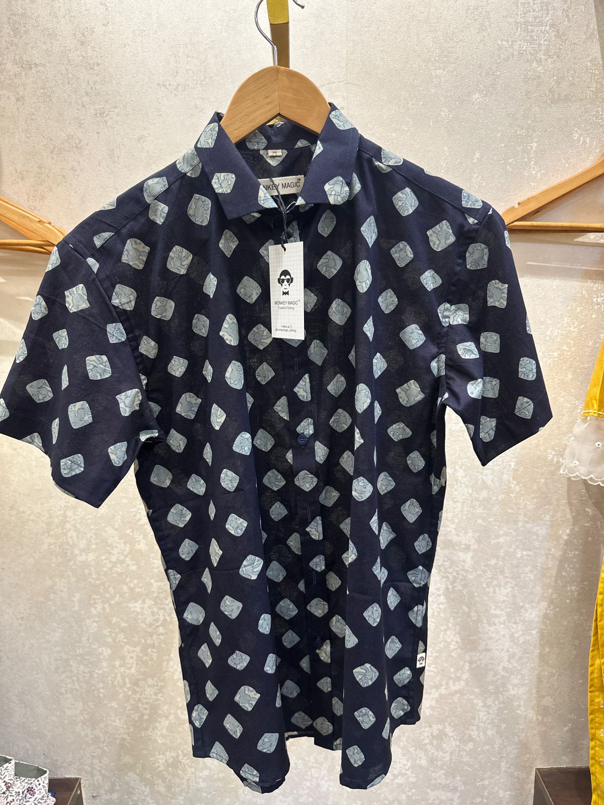 Navy Blue Half pebbles printed shirt