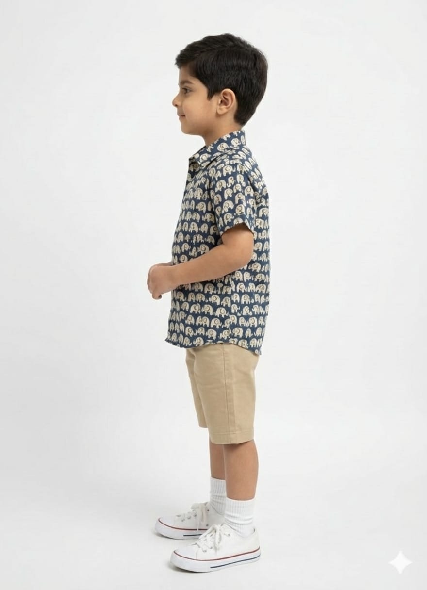 Kids half sleeves elephant print