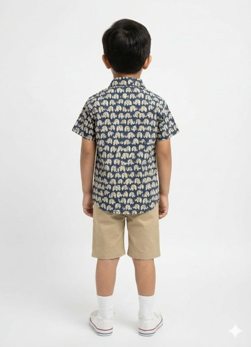 Kids half sleeves elephant print