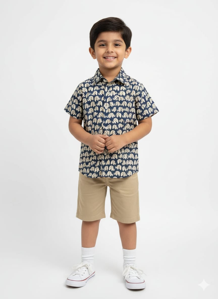 Kids half sleeves elephant print