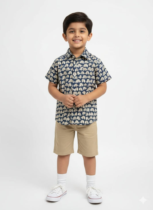 Kids half sleeves elephant print